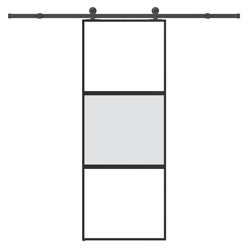 vidaXL Sliding Door with Hardware Set 76x205 cm Tempered Glass&Aluminium 1