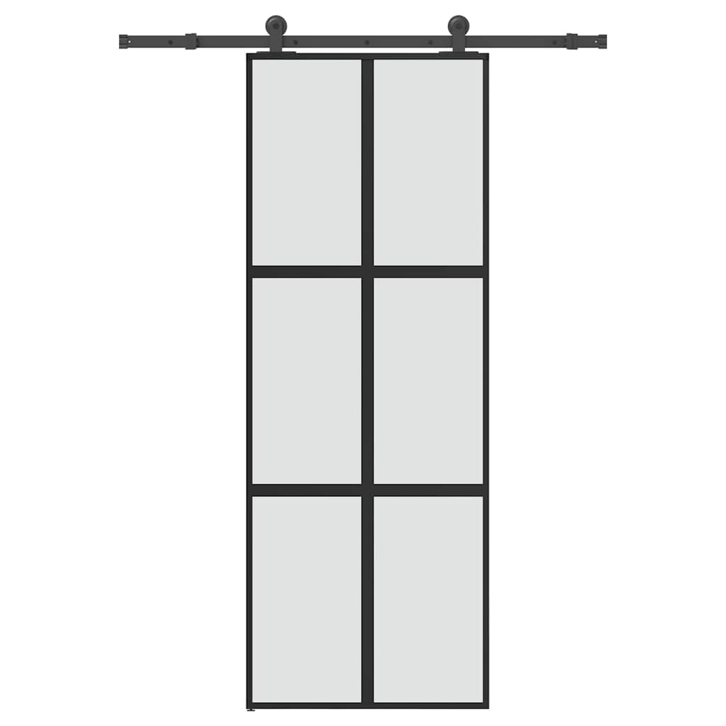vidaXL Sliding Door with Hardware Set 76x205 cm Tempered Glass&Aluminium 1