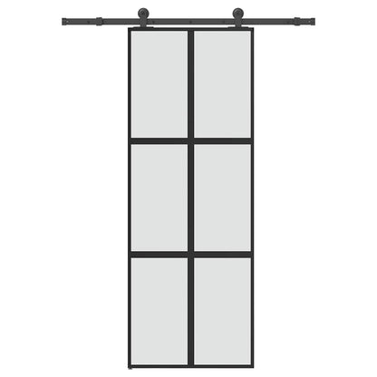 vidaXL Sliding Door with Hardware Set 76x205 cm Tempered Glass&Aluminium 1