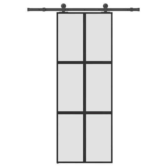 vidaXL Sliding Door with Hardware Set 76x205 cm Tempered Glass&Aluminium 1