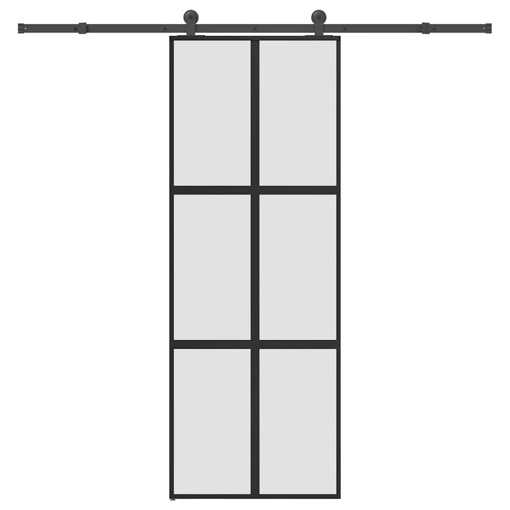 vidaXL Sliding Door with Hardware Set 76x205 cm Tempered Glass&Aluminium 1