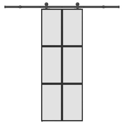vidaXL Sliding Door with Hardware Set 76x205 cm Tempered Glass&Aluminium 1