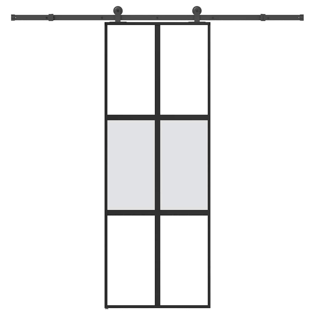 vidaXL Sliding Door with Hardware Set 76x205 cm Tempered Glass&Aluminium 1