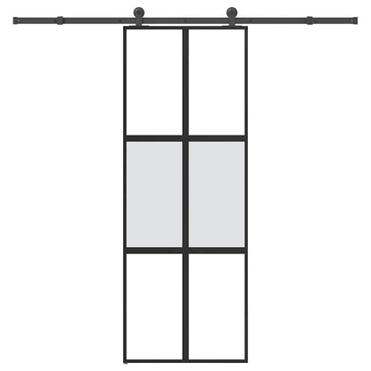 vidaXL Sliding Door with Hardware Set 76x205 cm Tempered Glass&Aluminium 1
