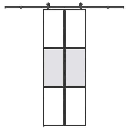 vidaXL Sliding Door with Hardware Set 76x205 cm Tempered Glass&Aluminium 1