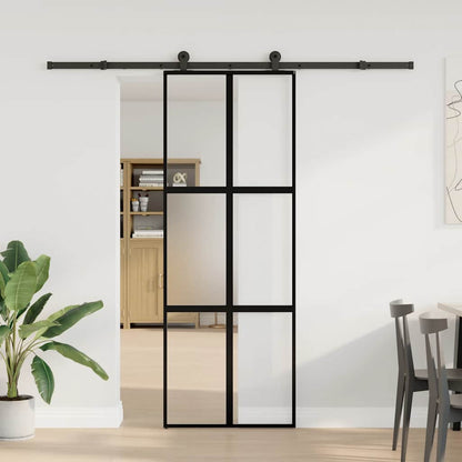 vidaXL Sliding Door with Hardware Set 76x205 cm Tempered Glass&Aluminium 2