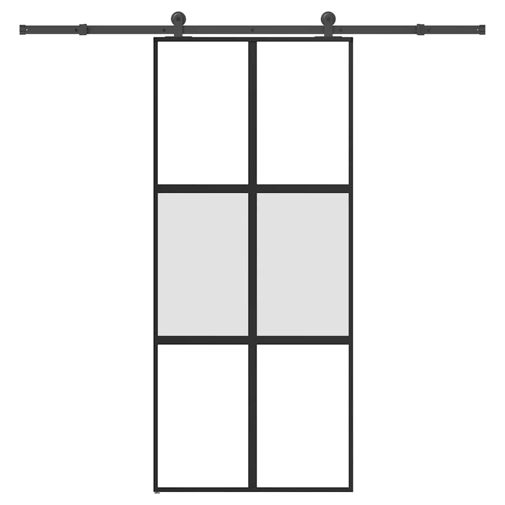 vidaXL Sliding Door with Hardware Set 90x205 cm Tempered Glass&Aluminium 1