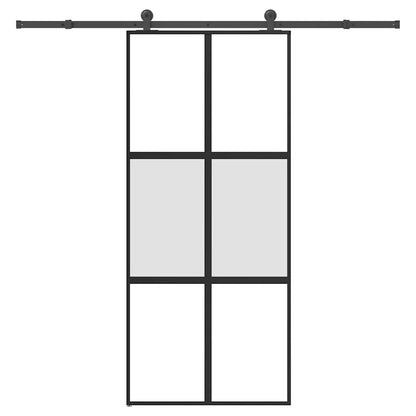 vidaXL Sliding Door with Hardware Set 90x205 cm Tempered Glass&Aluminium 1