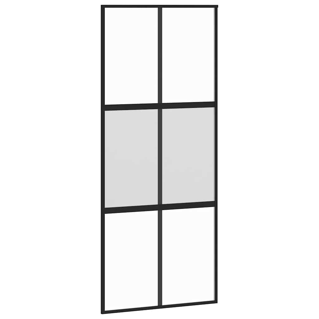 vidaXL Sliding Door with Hardware Set 90x205 cm Tempered Glass&Aluminium 4