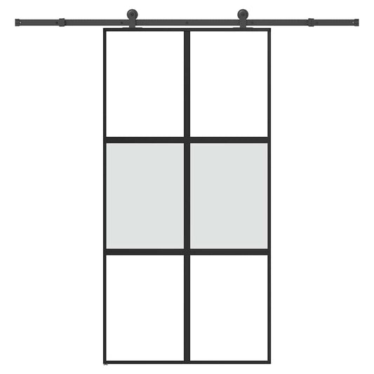 vidaXL Sliding Door with Hardware Set 102,5x205 cm Tempered Glass&Aluminium 1