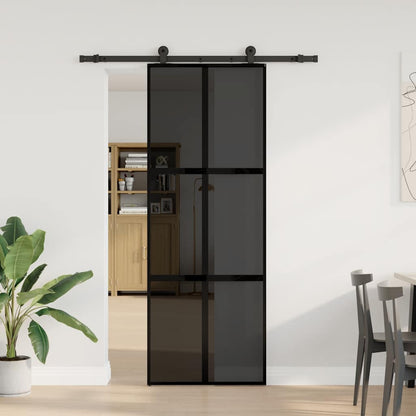 vidaXL Sliding Door with Hardware Set 76x205 cm Tempered Glass&Aluminium 2