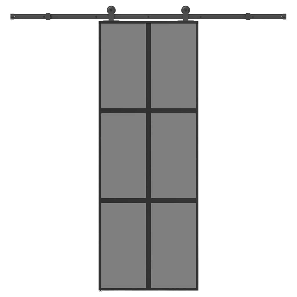 vidaXL Sliding Door with Hardware Set 76x205 cm Tempered Glass&Aluminium 1