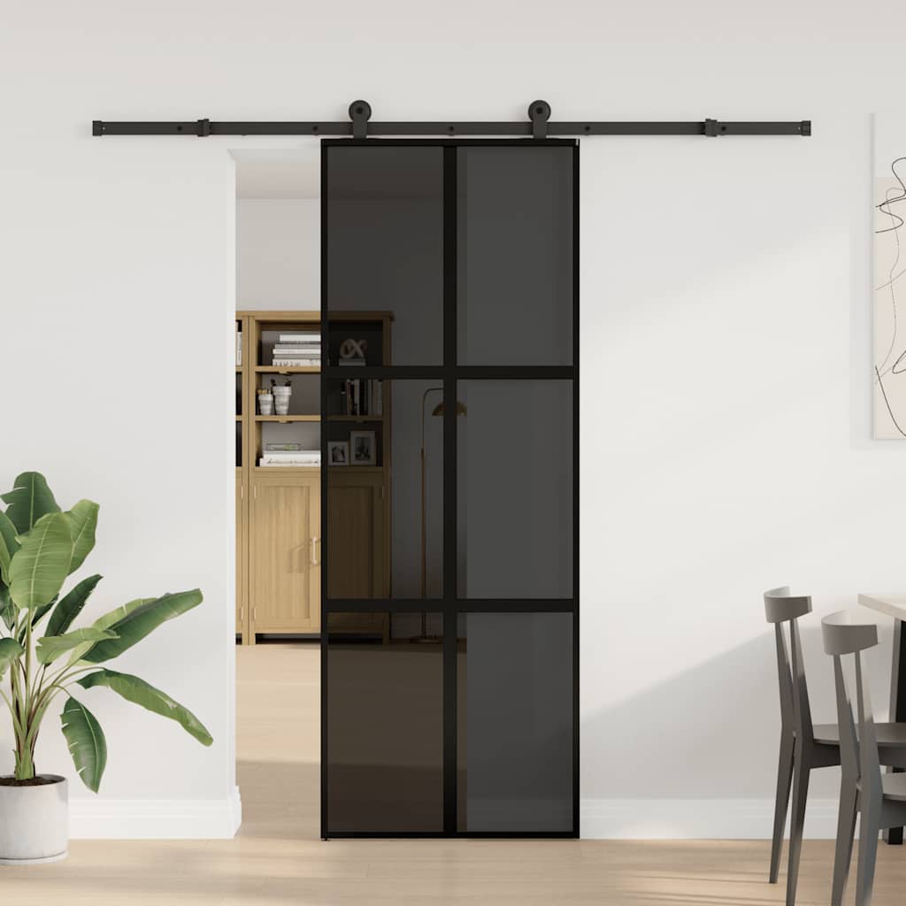 vidaXL Sliding Door with Hardware Set 76x205 cm Tempered Glass&Aluminium 2