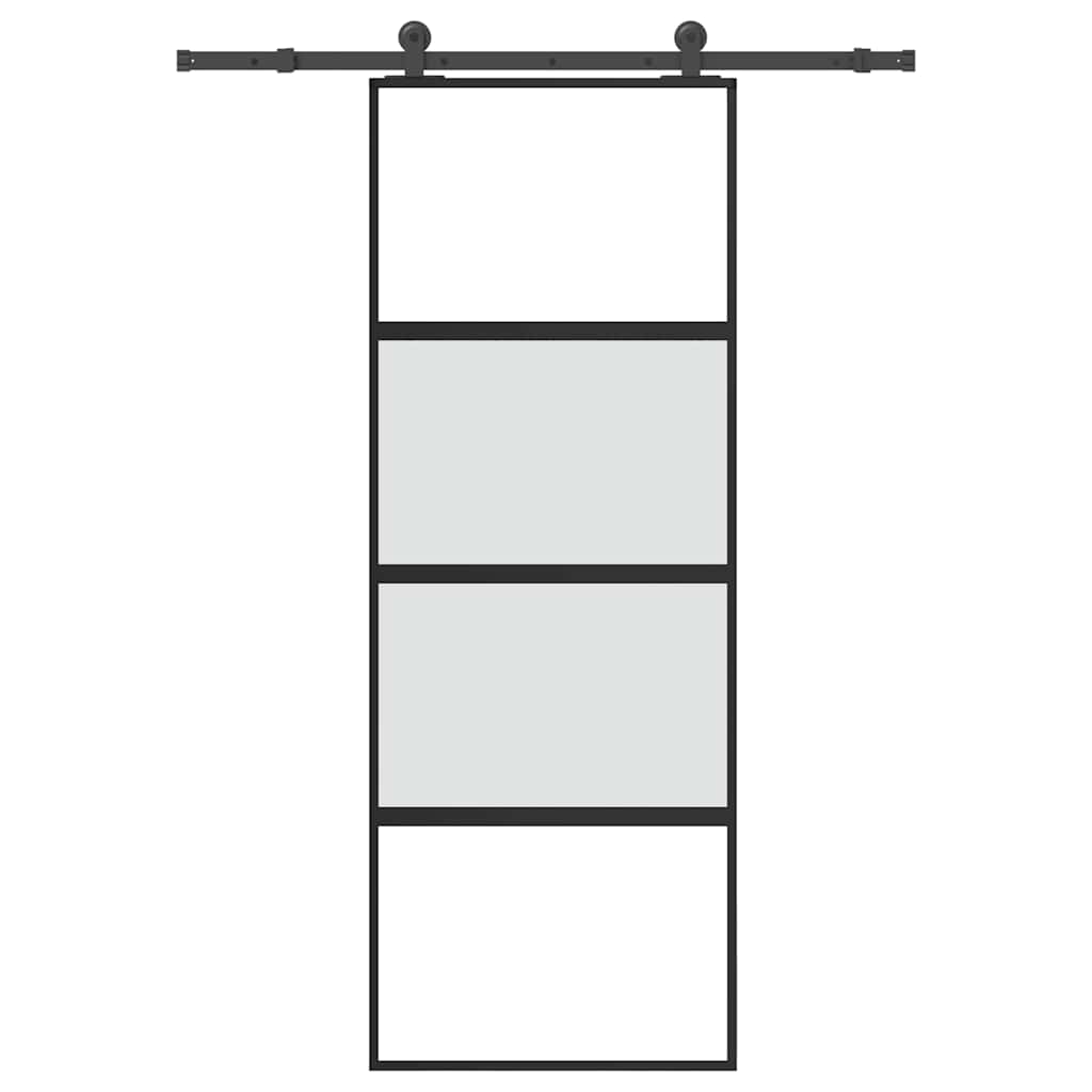 vidaXL Sliding Door with Hardware Set 76x205 cm Tempered Glass&Aluminium 1