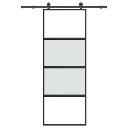vidaXL Sliding Door with Hardware Set 76x205 cm Tempered Glass&Aluminium 1