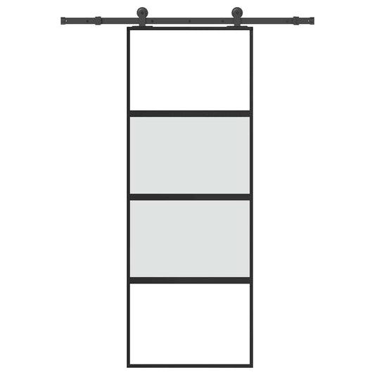 vidaXL Sliding Door with Hardware Set 76x205 cm Tempered Glass&Aluminium 1