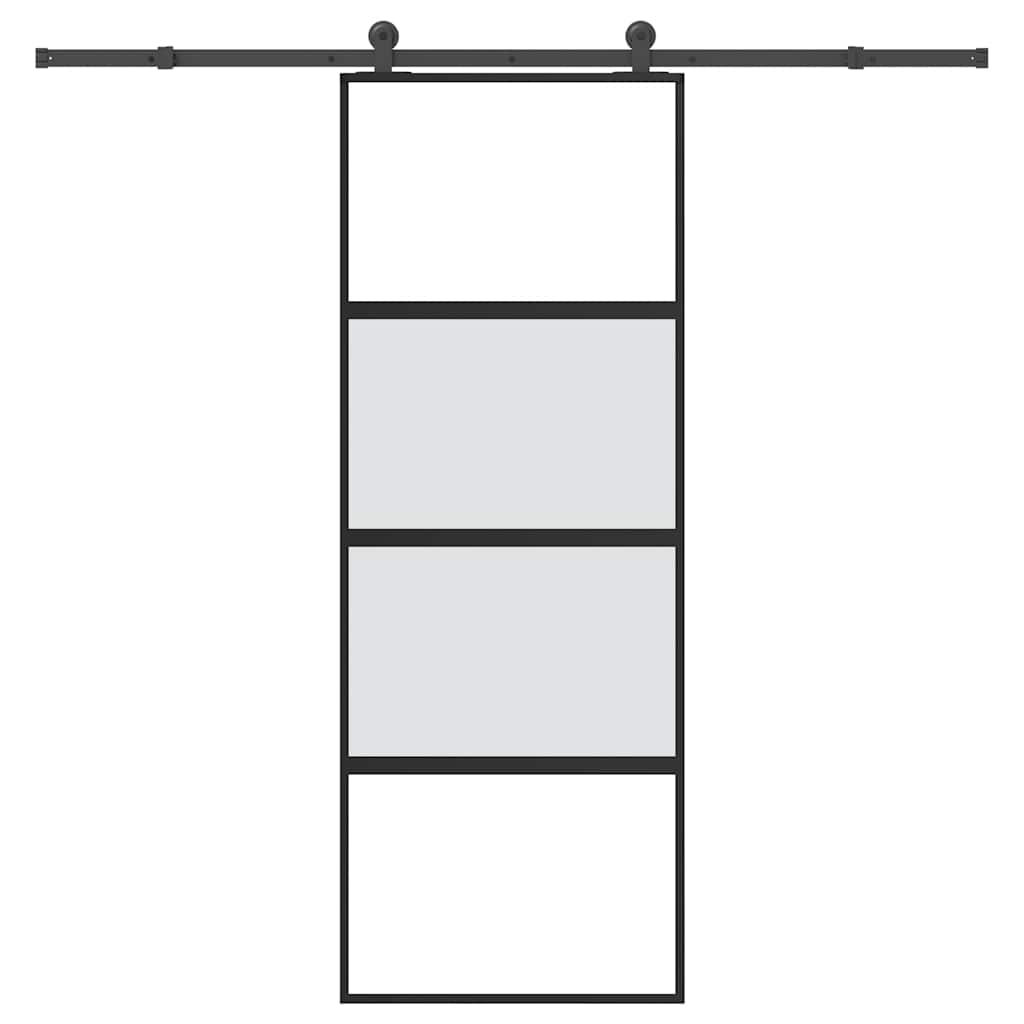 vidaXL Sliding Door with Hardware Set 76x205 cm Tempered Glass&Aluminium 1
