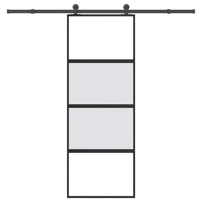 vidaXL Sliding Door with Hardware Set 76x205 cm Tempered Glass&Aluminium 1