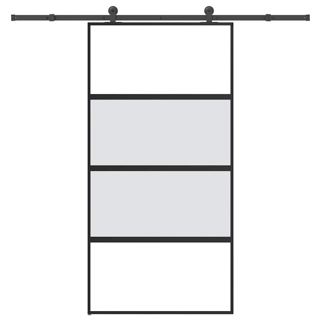 vidaXL Sliding Door with Hardware Set 102.5x205 cm Tempered Glass&Aluminium 1