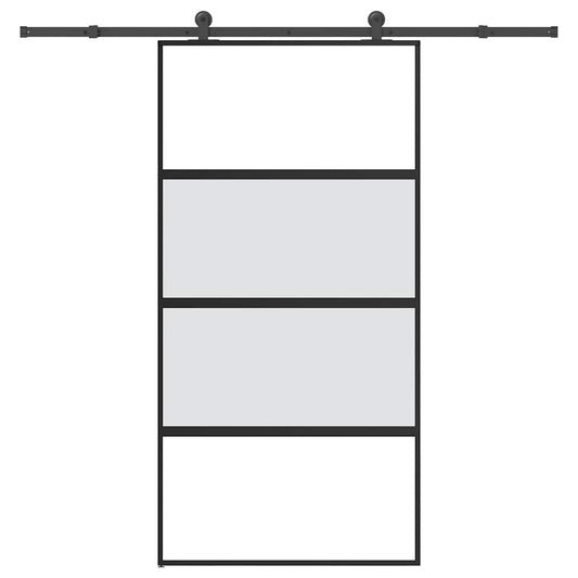 vidaXL Sliding Door with Hardware Set 102.5x205 cm Tempered Glass&Aluminium 1