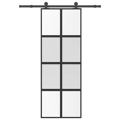 vidaXL Sliding Door with Hardware Set 76x205 cm Tempered Glass&Aluminium 1