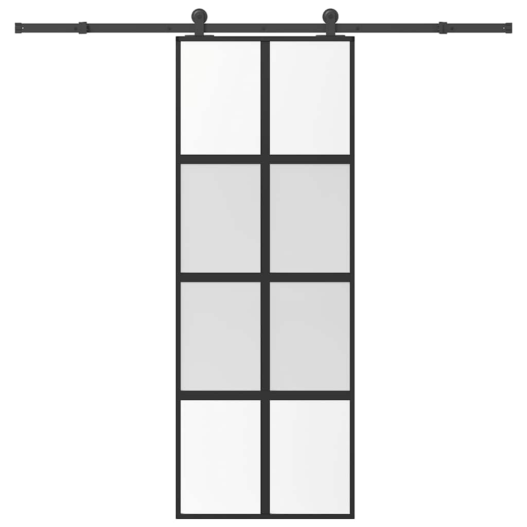 Sliding Door with Hardware Set 76x205 cm ESG Glass&Aluminium 76 cm 213.5 cm Matt and transparent