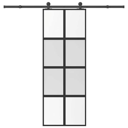 Sliding Door with Hardware Set 76x205 cm ESG Glass&Aluminium 76 cm 213.5 cm Matt and transparent