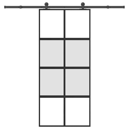 vidaXL Sliding Door with Hardware Set 90x205 cm Tempered Glass and Aluminium 1