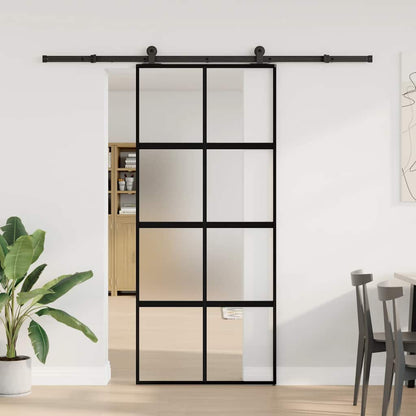 vidaXL Sliding Door with Hardware Set 90x205 cm Tempered Glass and Aluminium 2