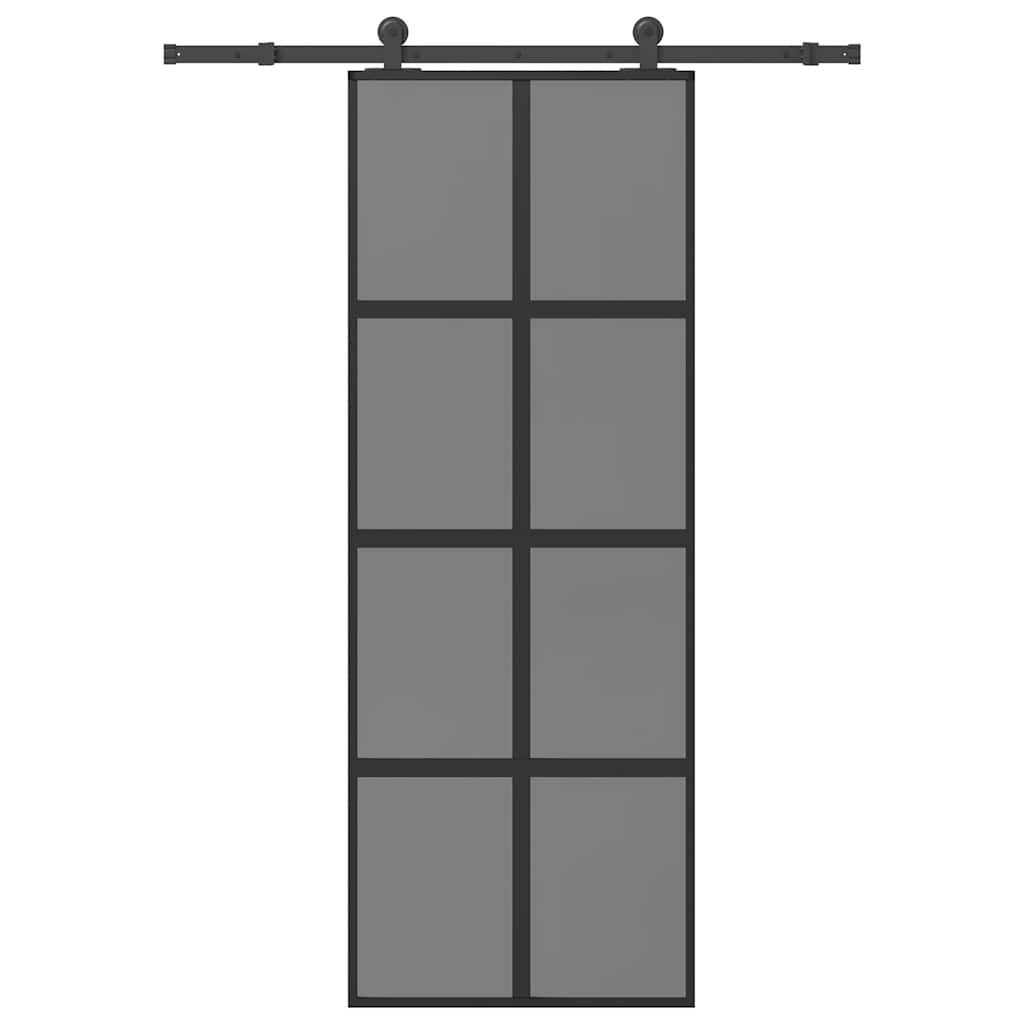 Sliding Door with Hardware Set 76x205 cm ESG Glass&Aluminium 76 cm 152.5 cm Dark transparent