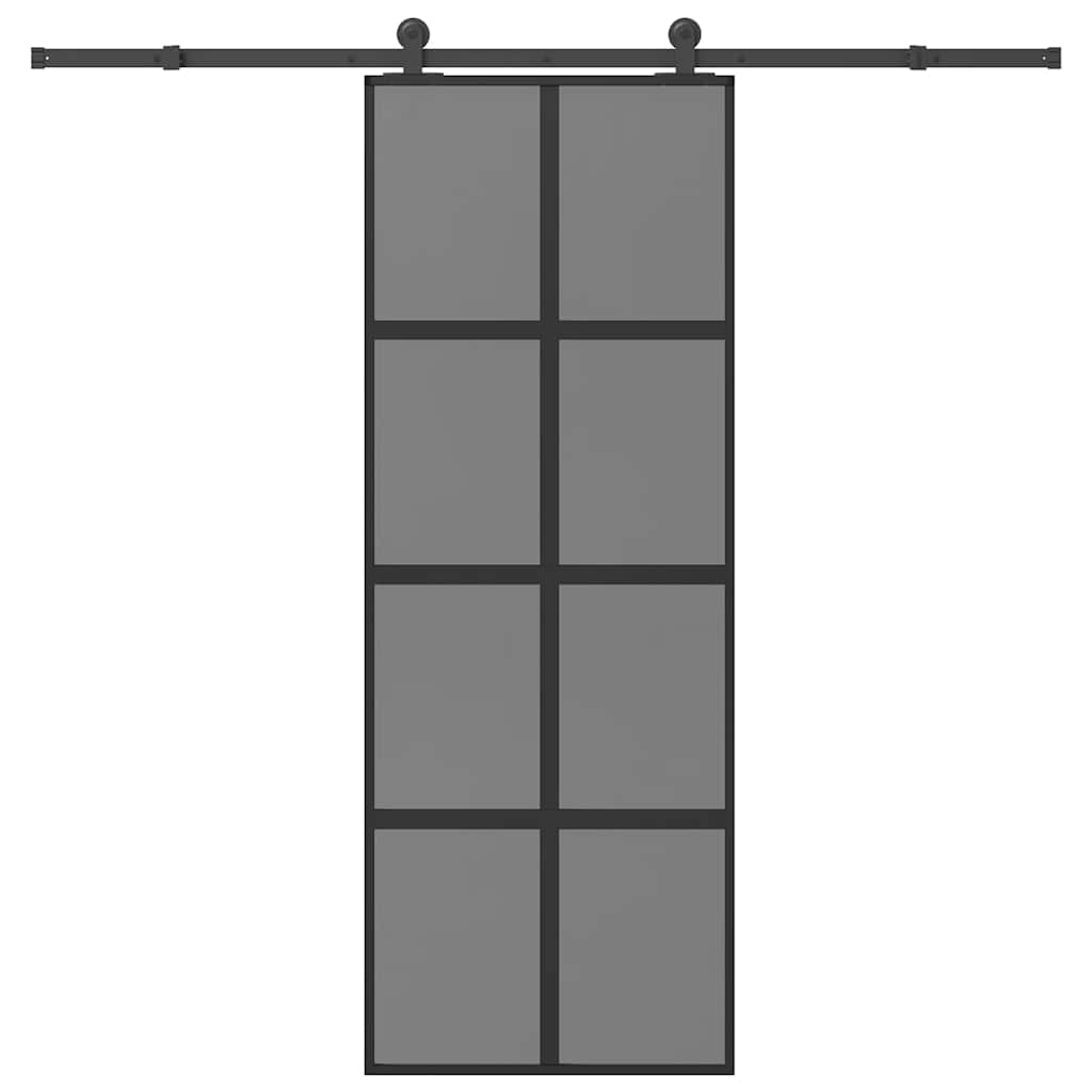 Sliding Door with Hardware Set 76x205 cm ESG Glass&Aluminium 76 cm 213.5 cm Dark transparent