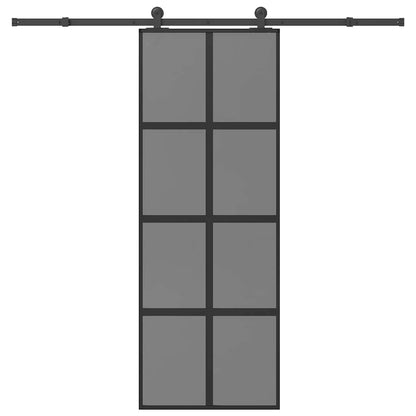 Sliding Door with Hardware Set 76x205 cm ESG Glass&Aluminium 76 cm 213.5 cm Dark transparent