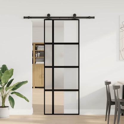 vidaXL Sliding Door with Hardware Set 76x205 cm ESG Glass&Aluminium