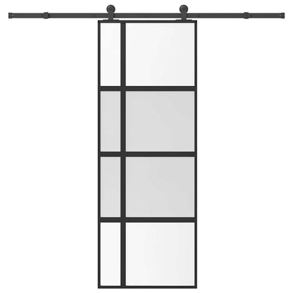 vidaXL Sliding Door with Hardware Set 76x205 cm Tempered Glass&Aluminium 1