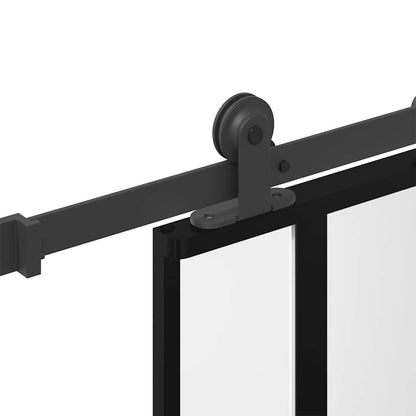 vidaXL Sliding Door with Hardware Set 76x205 cm Tempered Glass&Aluminium 5