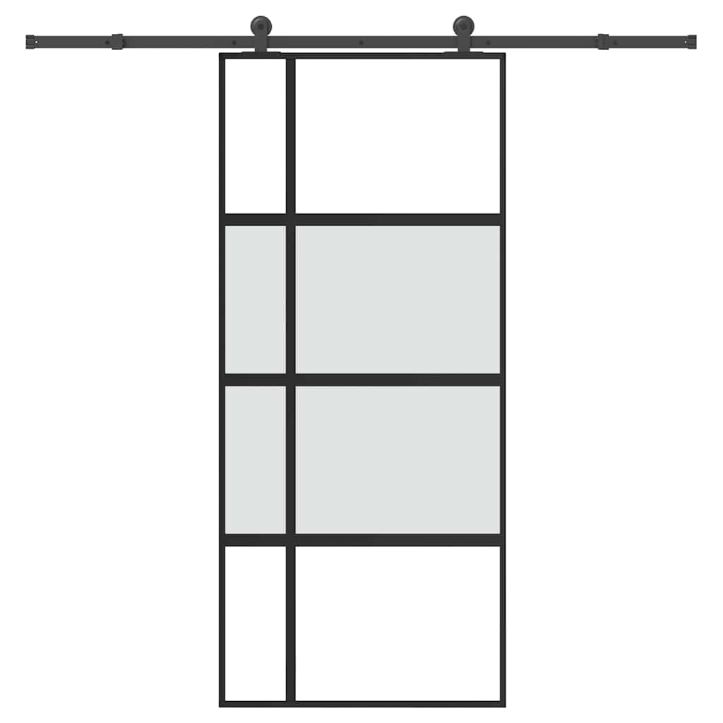vidaXL Sliding Door with Hardware Set 90x205 cm Tempered Glass and Aluminium 1