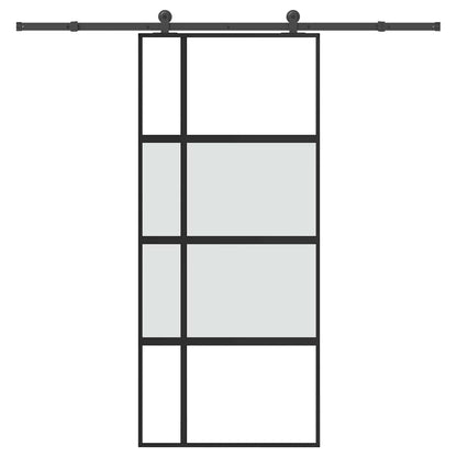 vidaXL Sliding Door with Hardware Set 90x205 cm Tempered Glass and Aluminium 1