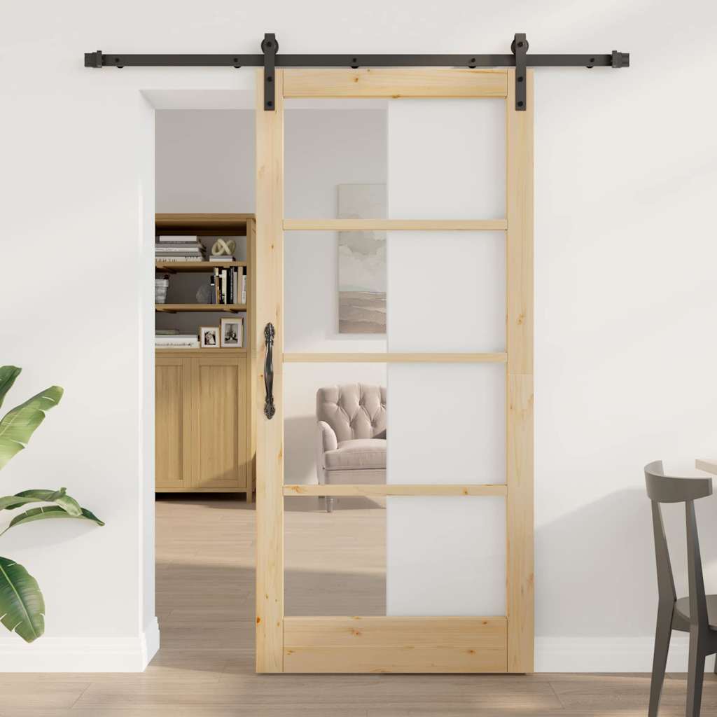 vidaXL Sliding Door ORKDAL 183 cm Natural and Black
