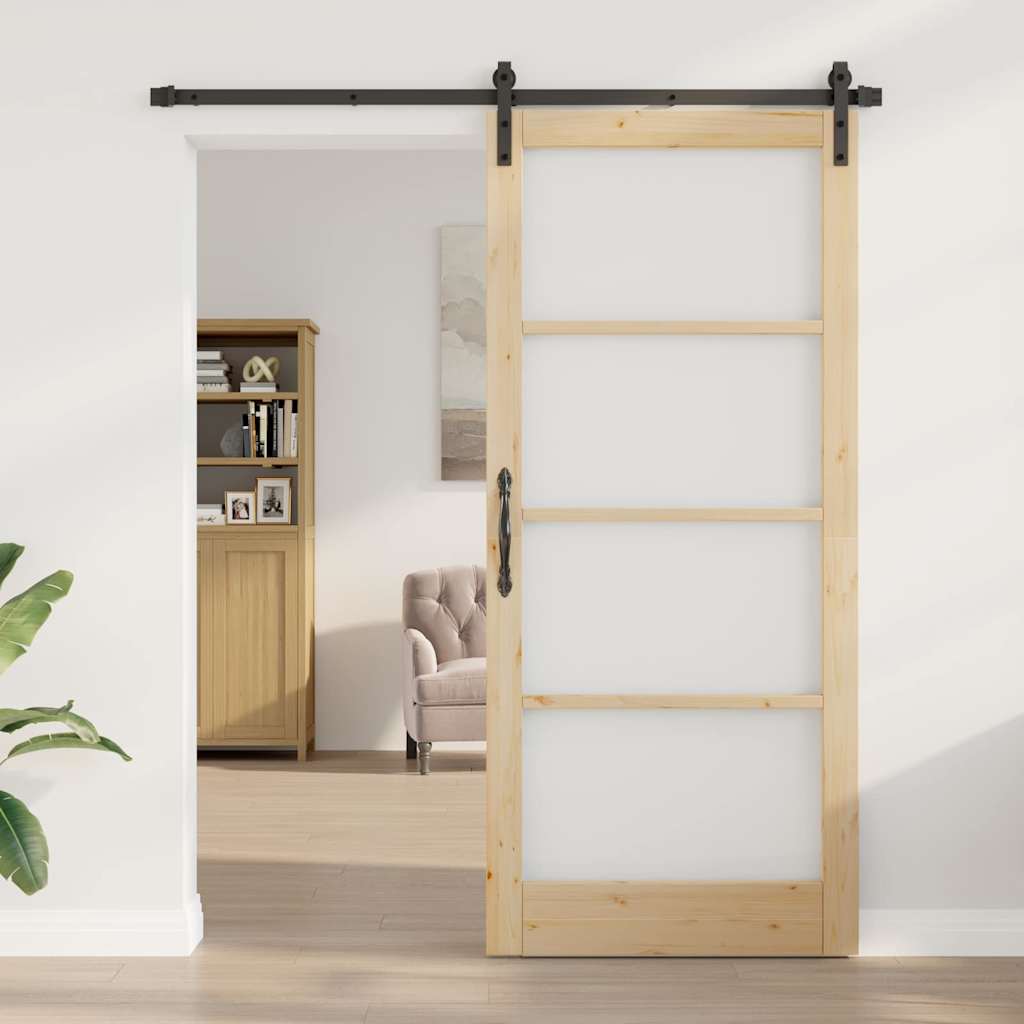 vidaXL Sliding Door ORKDAL Natural and Black 93 x 211 cm 3