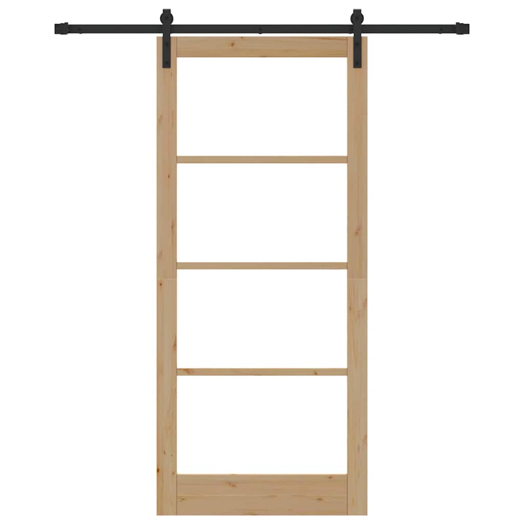 vidaXL Sliding Door ORKDAL Natural and Black 93 x 211 cm 4