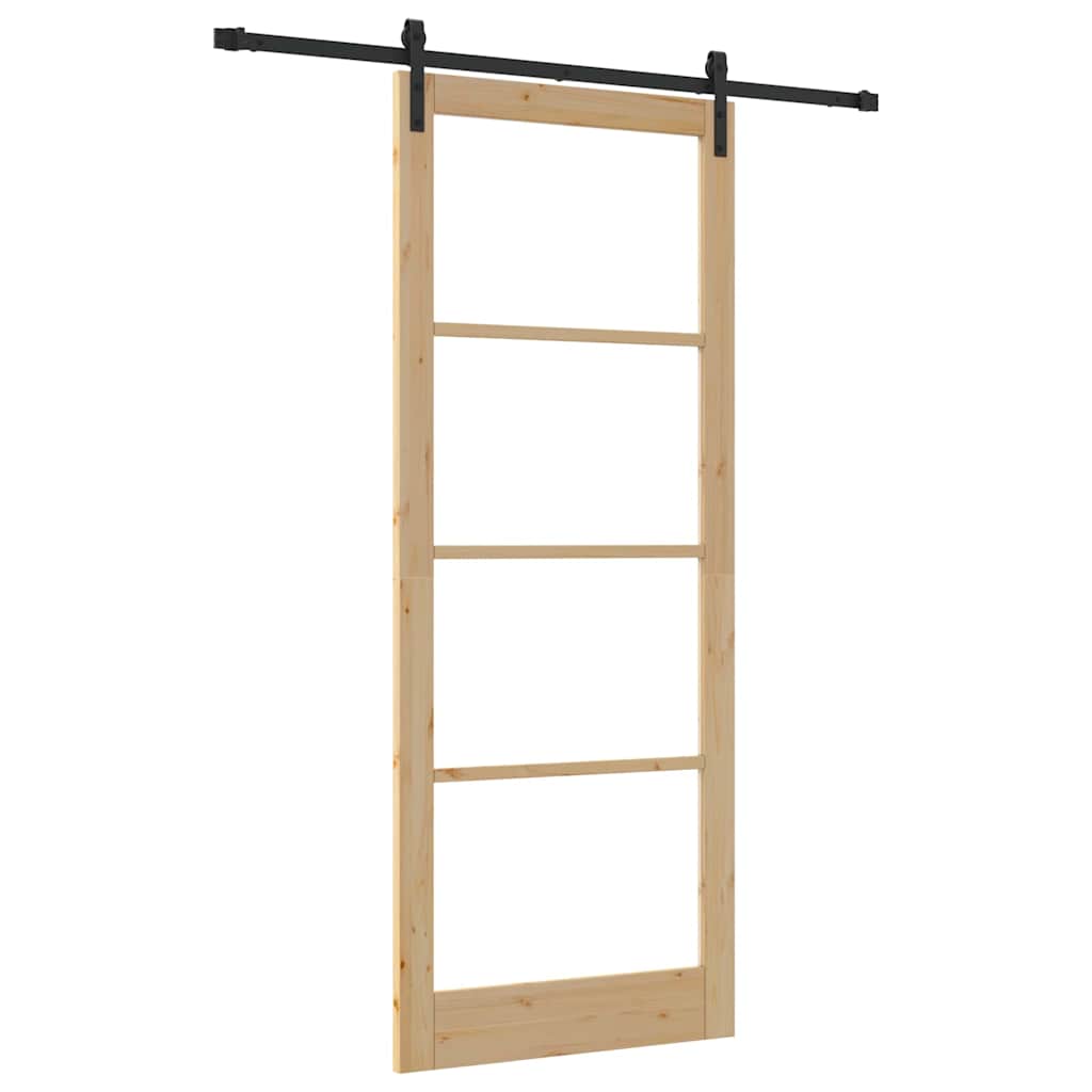 vidaXL Sliding Door ORKDAL Natural and Black 93 x 232 cm 2