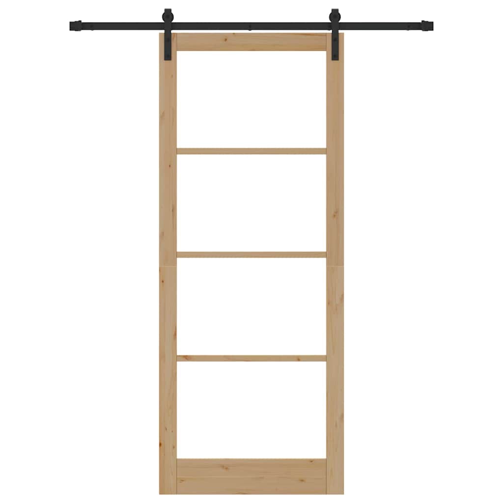 vidaXL Sliding Door ORKDAL Natural and Black 93 x 232 cm 4