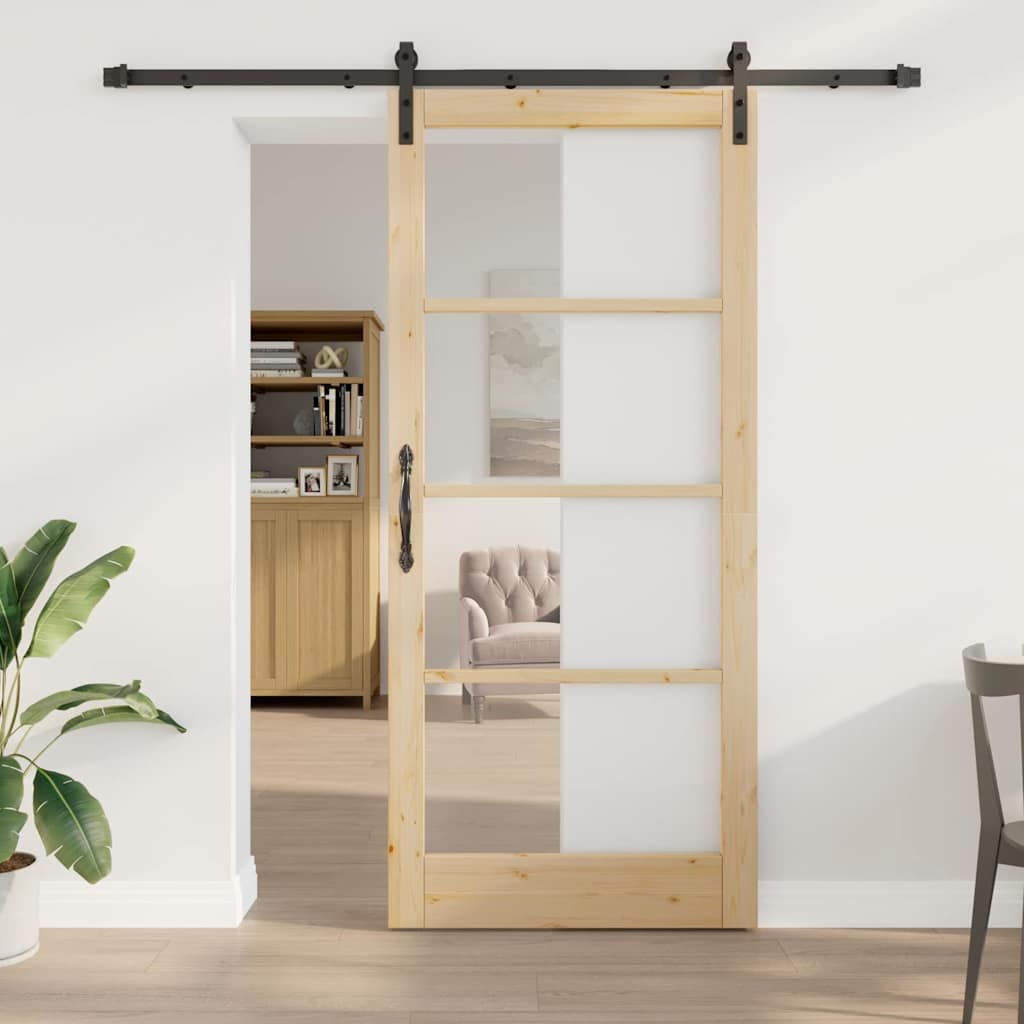 vidaXL Sliding Door ORKDAL Natural and Black 93 x 211 cm 1