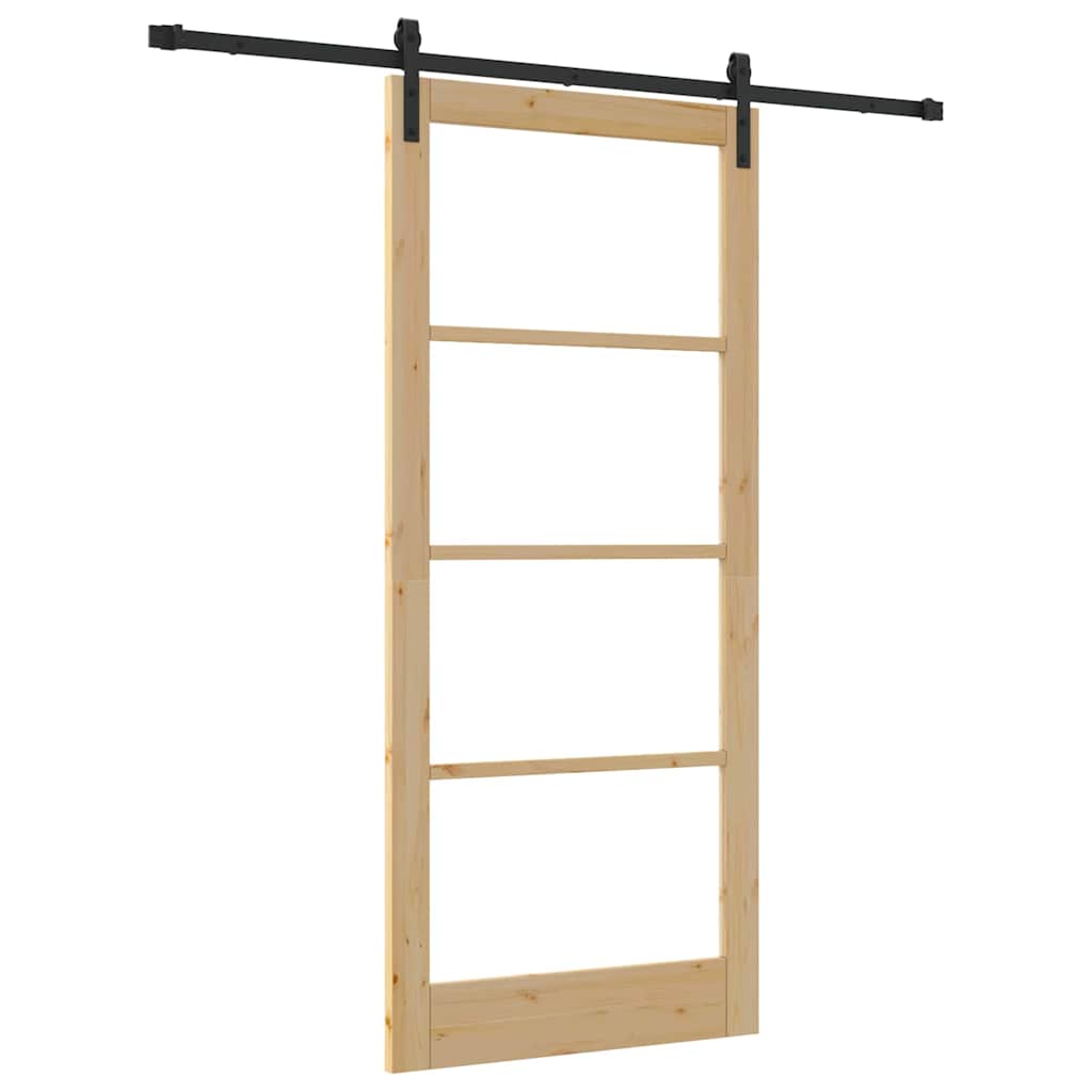 vidaXL Sliding Door ORKDAL Natural and Black 93 x 211 cm 2