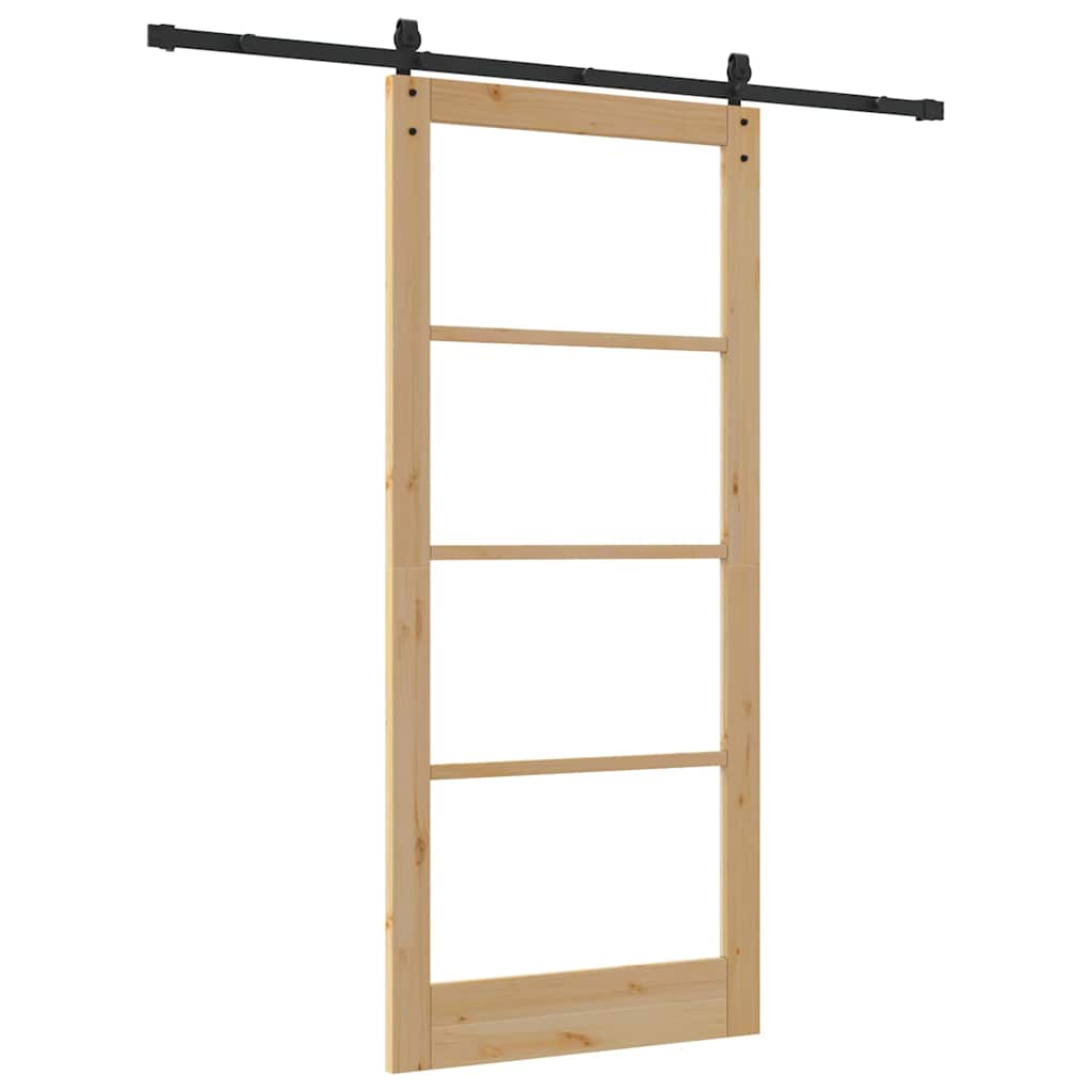 vidaXL Sliding Door ORKDAL Natural and Black 93 x 211 cm 6
