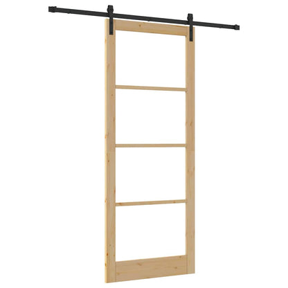 vidaXL Sliding Door ORKDAL Natural and Black 93 x 232 cm 2