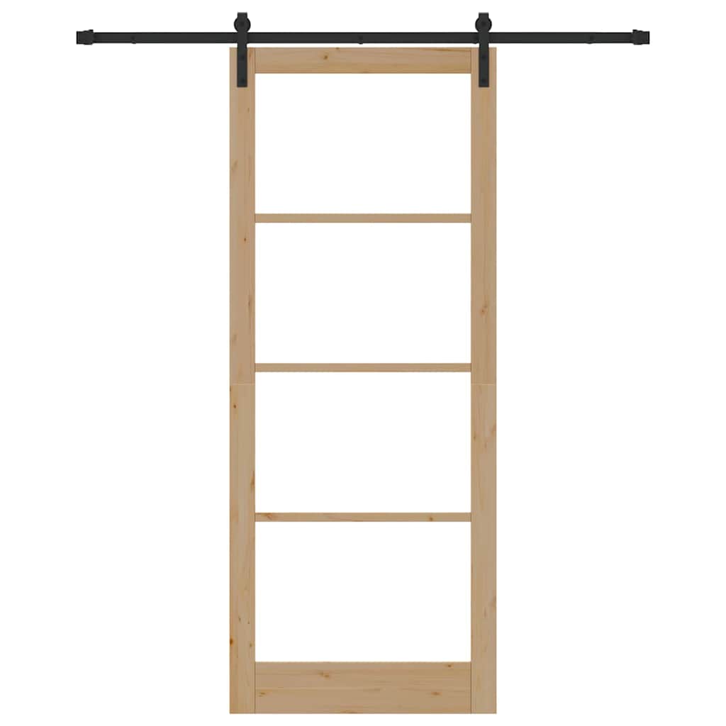 vidaXL Sliding Door ORKDAL Natural and Black 93 x 232 cm 4
