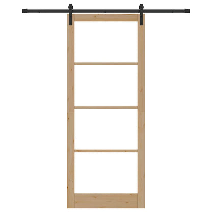 vidaXL Sliding Door ORKDAL Natural and Black 93 x 232 cm 4