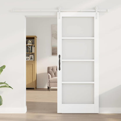 vidaXL Sliding Door ORKDAL White 83 x 202 cm Solid Pine Wood and Glass 3