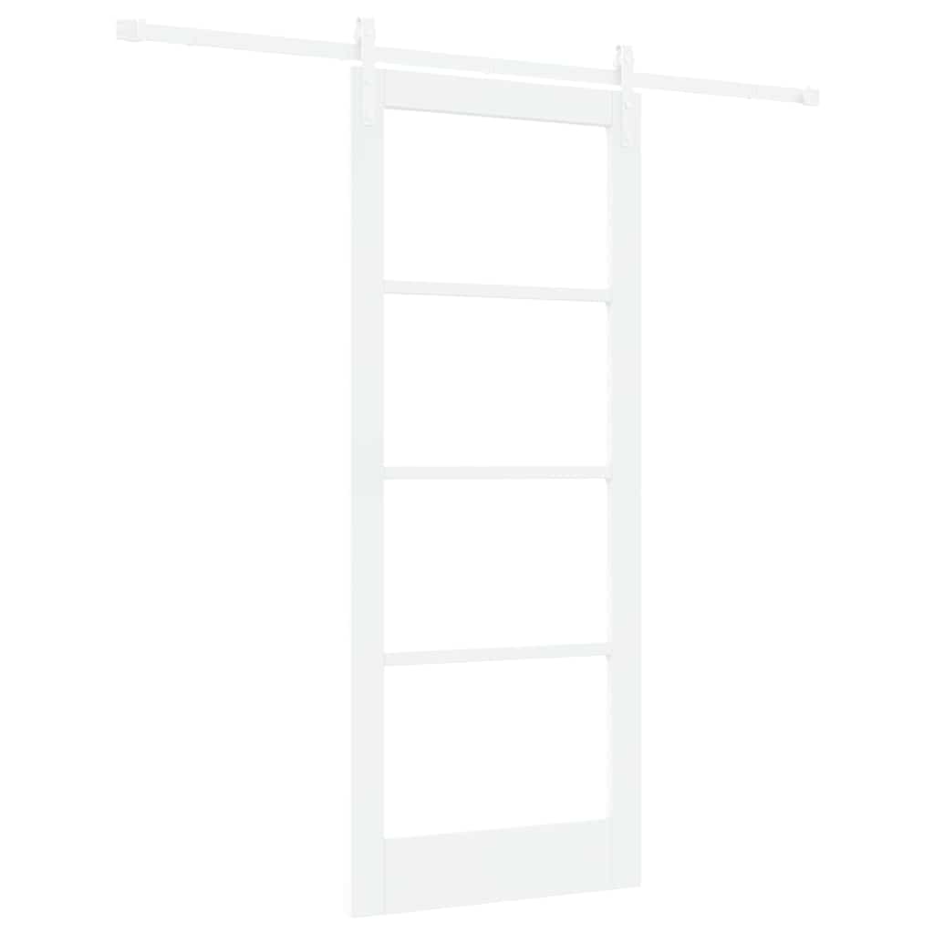 vidaXL Sliding Door ORKDAL White 83 x 202 cm Solid Pine Wood and Glass 2